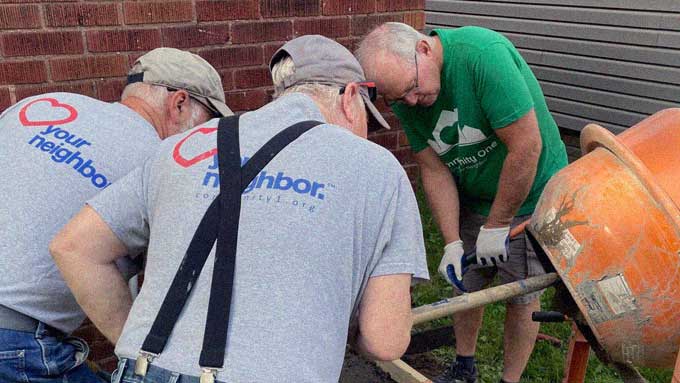 Community One

HELPING NEIGHBORS LOVE NEIGHBORS.

Brokenness in the physical environment creates barriers to thriving for our neighbors. Community One (402 S Green River Rd, Evansville, Ind.) helps people, restores homes, and revitalizes neighborhoods.
